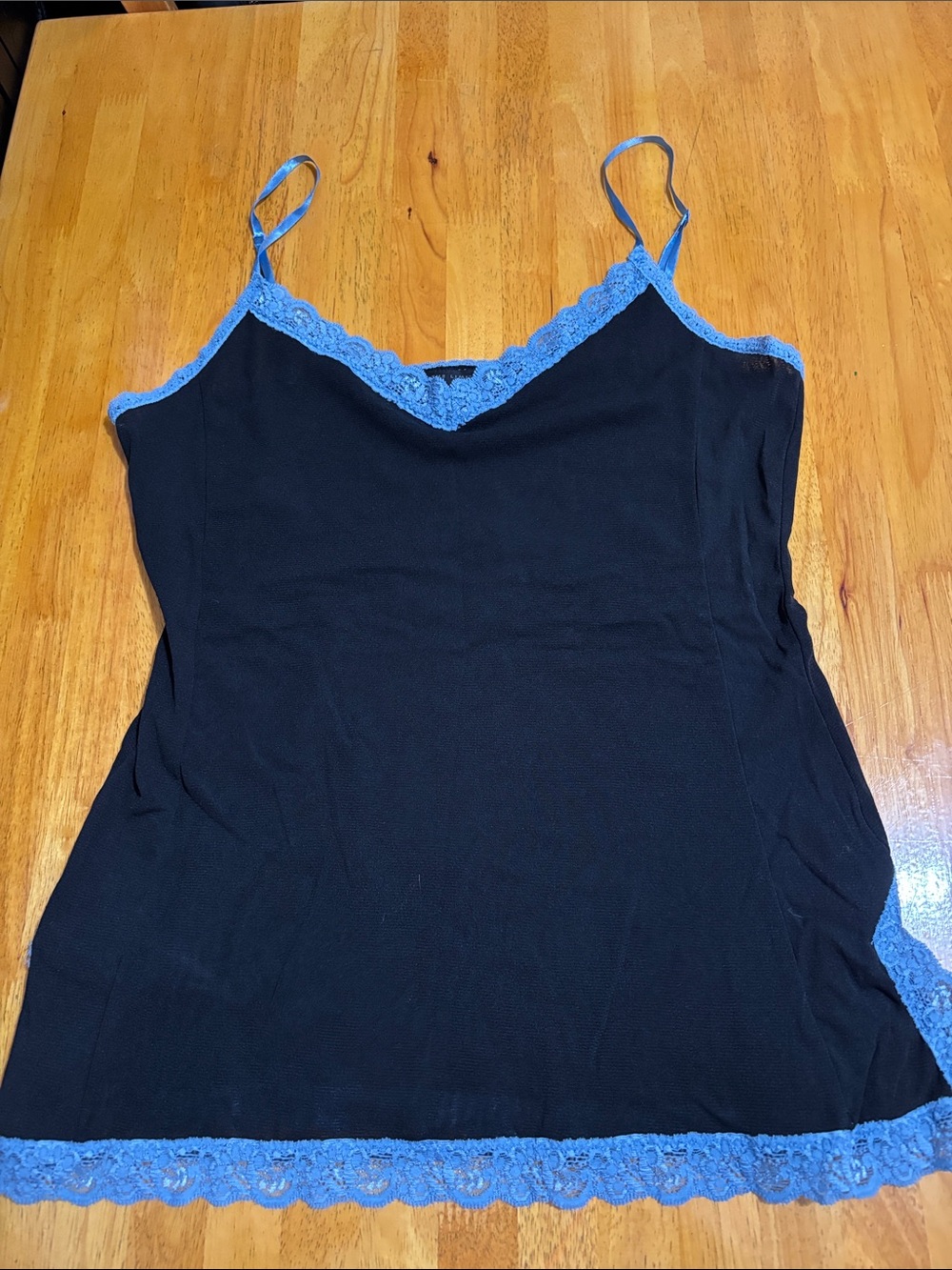 The Limited Sheer Black Camisole with Blue Lace Trim